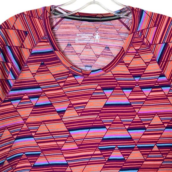 SmartWool Sz XL Merino Base Layer 150 Short Sleeve T-shirt Habanero Print Red - Picture 4 of 16